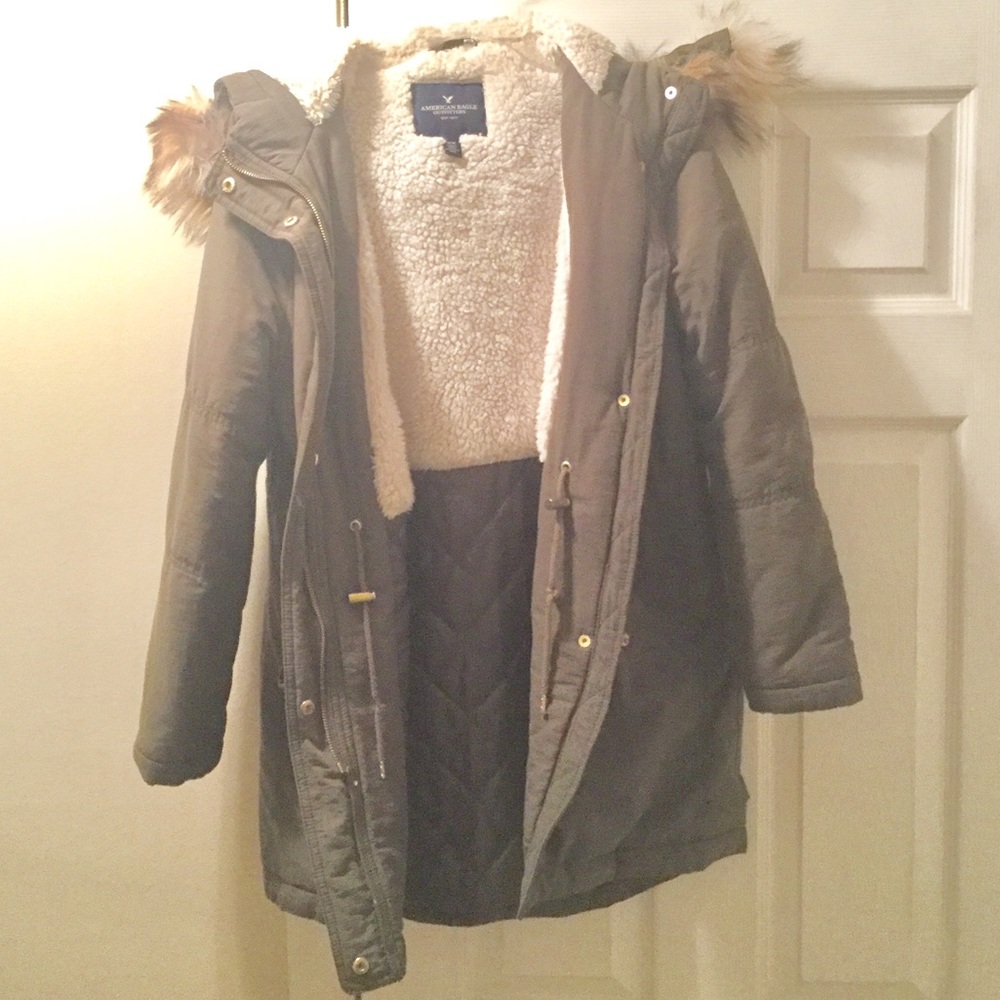 American Eagle utility cargo hooded coat